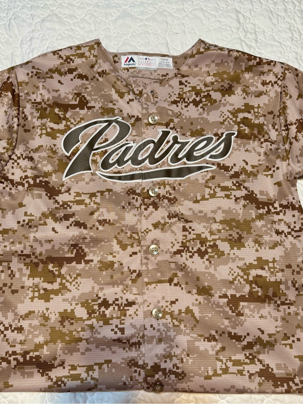 San Diego Padres Majestic Camo Cool Base Jersey Youth L 14/16 MLB